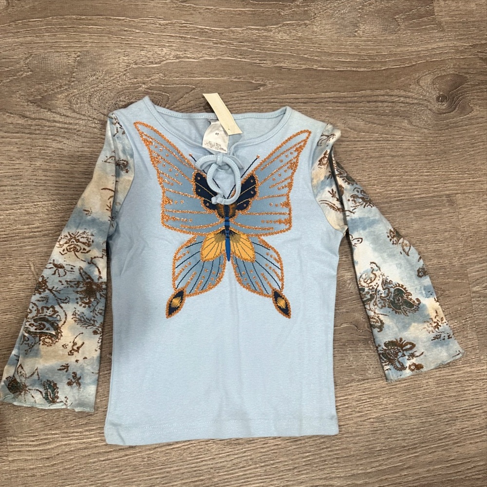 Butterfly Design Kids Shirt - Blue